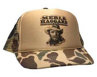 Merle Haggard Trucker Hat Mesh Hat Vintage Snapback Hat Camo