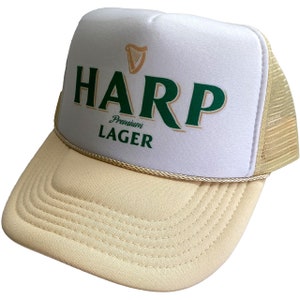Harp Lager St. Patricks Day Trucker Hat Mesh Hat Vintage Snapback Hat Cream