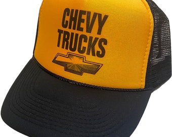 Chevy Trucks Trucker Cap Netz Hut Vintage Hysteresenhut Schwarz Gold