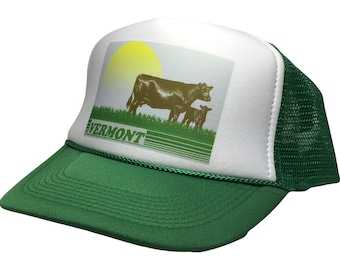 Vermont Trucker Hat Mesh Hat Vintage Snapback Hat Green