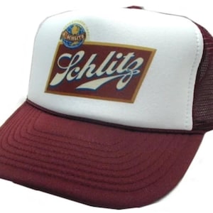Schlitz Beer Trucker Hat Mesh Hat Vintage Snapback Hat Maroon