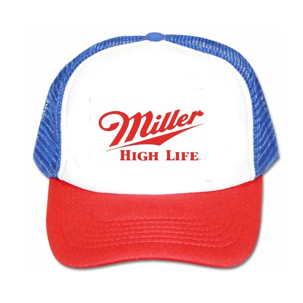 Miller High Life Trucker Hat Mesh Hat Vintage Snapback Hat Red/Blue