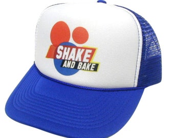 Taladega Nights Shake and Bake Trucker Hat Mesh Hat Vintage Snapback Halloween Kostüm Hut Blau