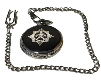 Reloj de bolsillo grabado de bomberos: cazador completo de plata, regalo de jubilación