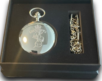 REME Engraved Pocket Watch: Silver Military Gift