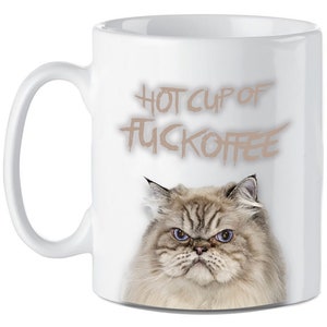 Hot Cup Of Fuckoffee Mug, Rude Mugs, Swearing Mugs, Novelty Mugs, Swearing Gifts, Grumpy Cat, Cat Lovers, Mugs For, Him, Her, Gifts For, Mug