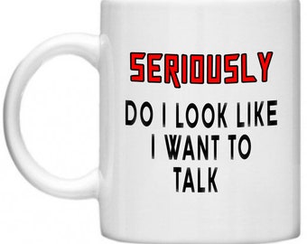 Funny Office Mug: Do I Look Like I Want To Talk, Novelty Gift