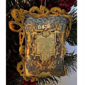 VATIKAN MALEREI Weihnachtsbaumschmuck. Abbildung einer großen Karte aus dem Rom der vatikanischen Museen. Foto auf Stoff übertragen. Vintage Karte