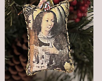 Guardian Angel Christmas Ornament: Cotton Fabric Holiday Decor