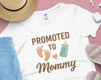 Befördert zu Mama SVG PNG | Schwangerschaftansage SVG | Neue Mama Cricut-Datei | Baby offenbaren Sublimation | Muttertag