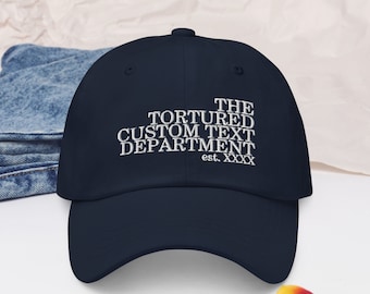 Chapeau pour papa, département texte personnalisé torturé, chapeau personnalisé, casquette personnalisée, faire votre propre chapeau, cadeau de concert, cadeau de fan, cadeau de camionneur, époques
