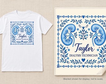 Personalized Dialysis Technician Shirt or Sherpa Blanket, Custom Name Kidney Care Gift