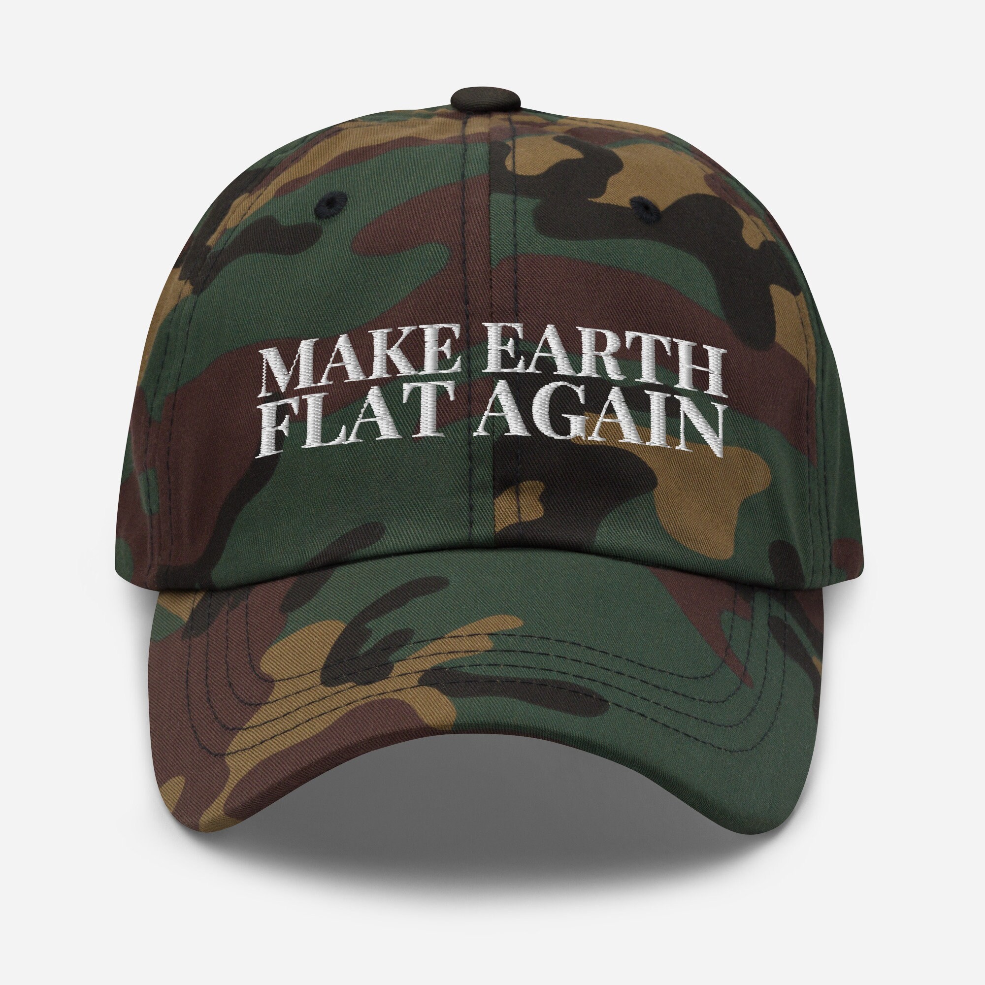 "Make Earth Flat Again" Embroidered Dad Cap - Funny Conspiracy Theorist Novelty Hat - View #4