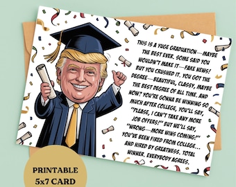 Lustige Trumpf druckbare Abschlusskarte, 5x7 Karte, Geschenk für Kolleginnen und Kollegen, Trump Parodie Karte, Klasse von 2025, sofortiger Download PDF, Yuge