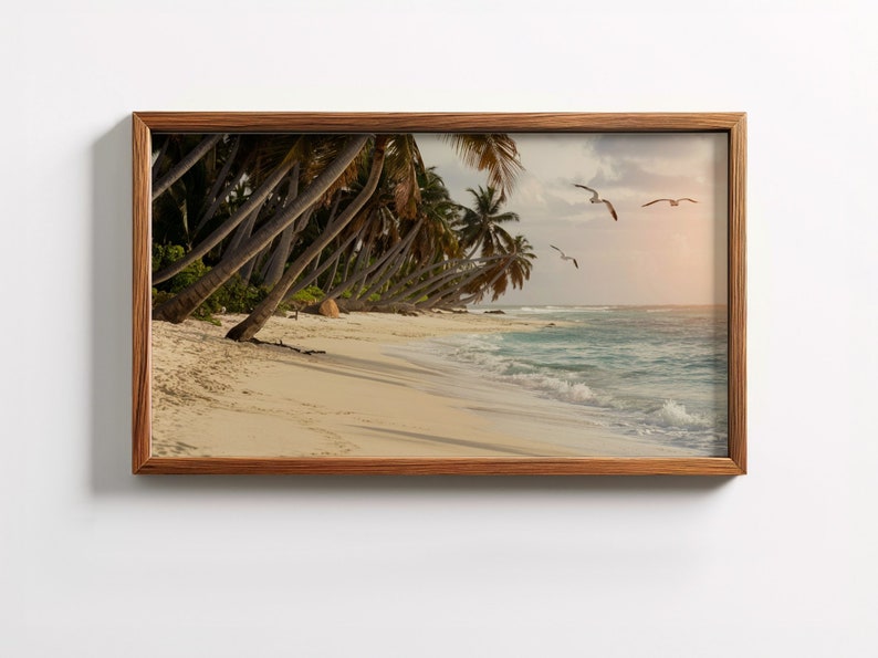 Deserted Beach Frame TV Art, Scenic Art TV Decor, Tropical Tv ...