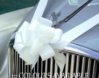 WEDDING CAR Decoration 5 Large Bows + 8 mtrs of ribbon Waterproof Church Prom Limousine