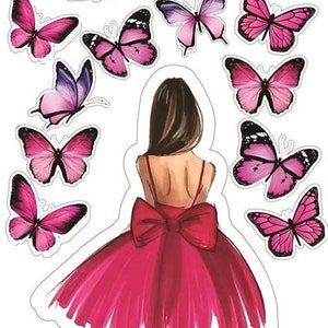 Ragazza in abito disegno Donna Mamma Femme commestibile stampato cake topper