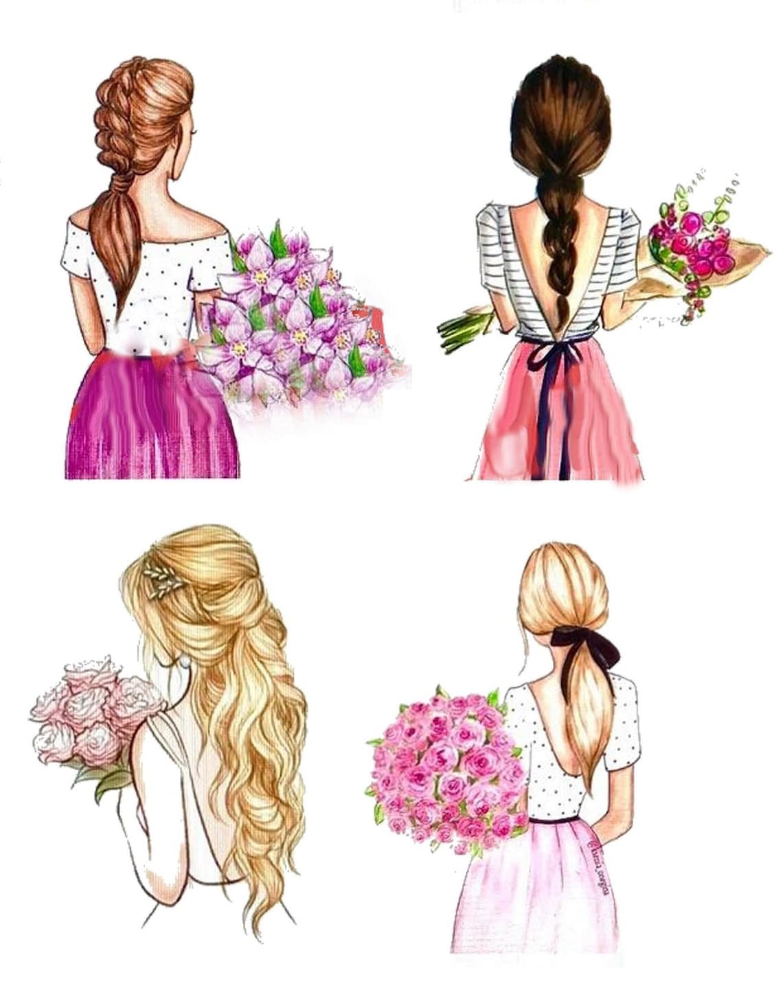 Ladyin Vestido Dibujo Lindo ICING Cuadros Comestibles Pastel Topper-KM Designs (km_lady4_9