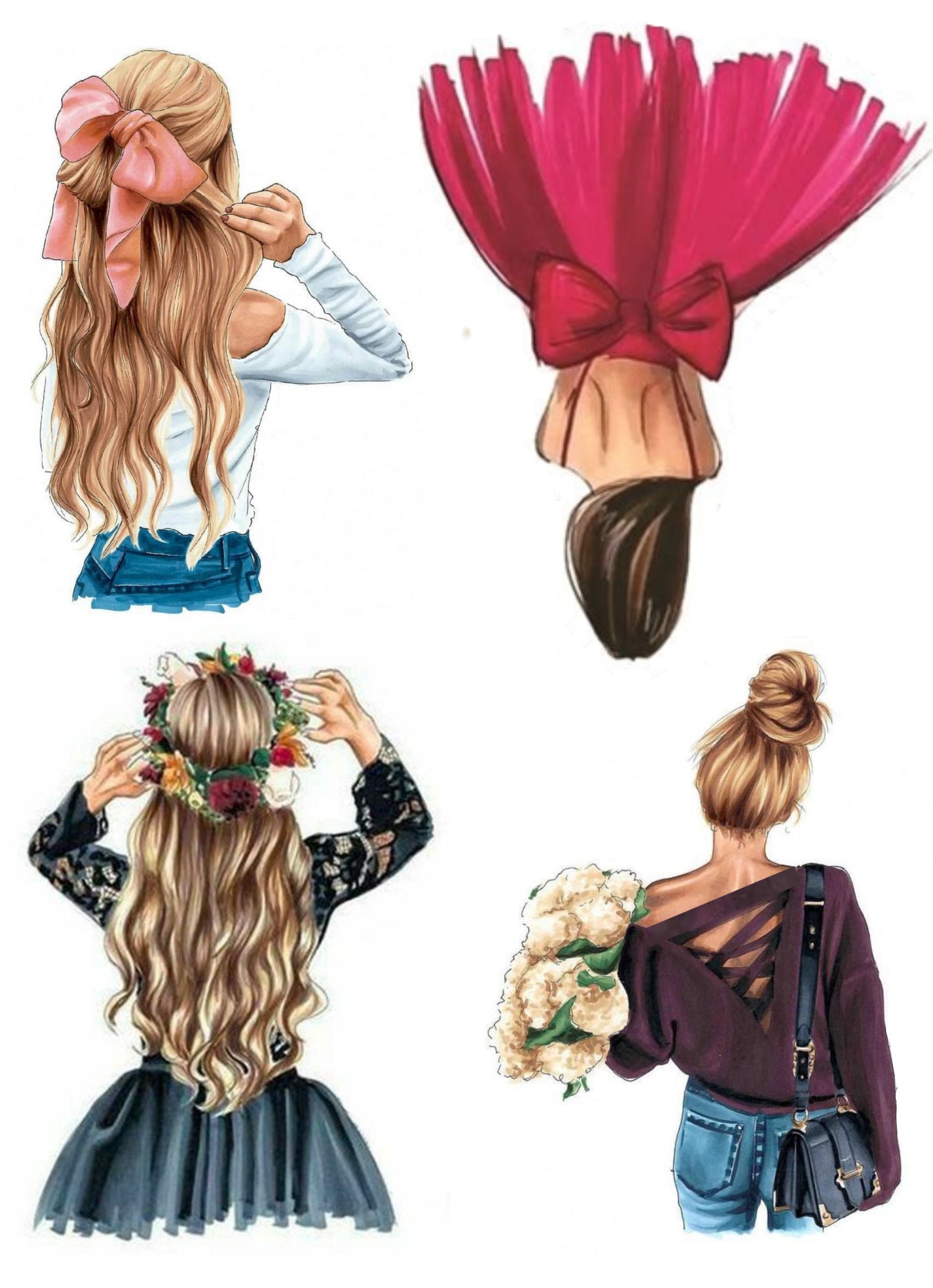 Girl in Dress Drawing Woman Mom Femme Edible Printed Cake Topper Etsy