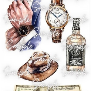 Man Gentelman Drawing Tie Hat Money Father&#39;s day edible printed cake topper