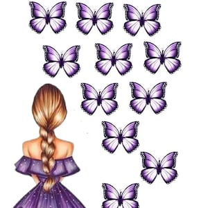 Girl in dress drawing Woman Mom Femme edible printed cake topper