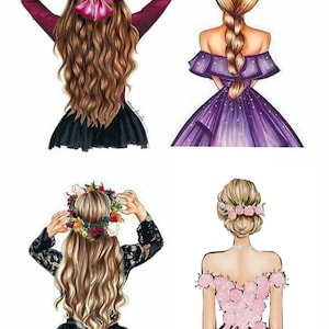 Girl in dress drawing Woman Mom Femme edible printed cake topper