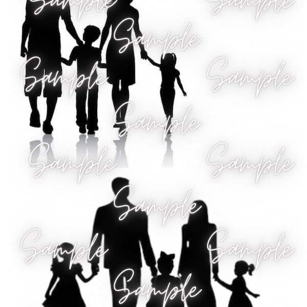 Family silhouette edible printed cake topper