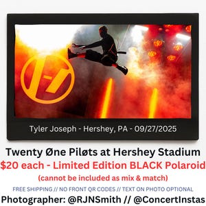 Twenty Øne Piløts– BREACH / Clancy tour - Hershey, PA 27 de septiembre de 2025 - Tiro de salto de Tyler Joseph - Edición limitada NEGRO - 001