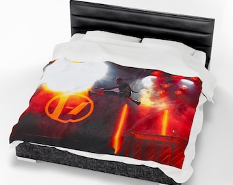 Twenty One Pilots Concert Blanket - Tyler Joseph Jump Shot | BREACH / Clancy Tour Plush Velveteen Throw