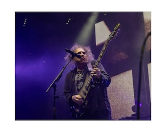 Robert Smith - The Cure Live Poster Print with guitar in air | Wells Fargo Center Philadelphia 2023 | Goth Rock Wall Art and Poster