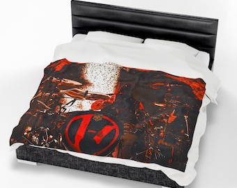 Twenty One Pilots Concert Photo Blanket - Just Dun Drumming | BREACH / Clancy Tour Plush Velveteen - Hershey PA