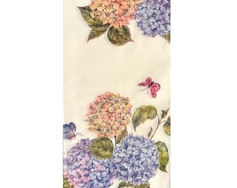 2 Decoupage Paper Dinner / Guest Napkins with Pretty Blue & Biege Hydrangeas