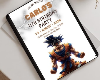 Dragon Ball Z Theme Birthday Editable Template Invitation