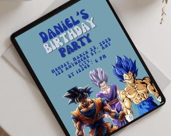 Dragon Ball Z Theme Birthday Editable Template Invitation