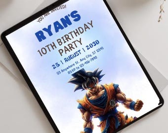 Dragon Ball Z Theme Birthday Editable Template Invitation