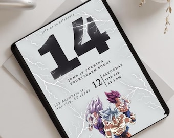 Dragon Ball Z Theme Birthday Editable Template Invitation