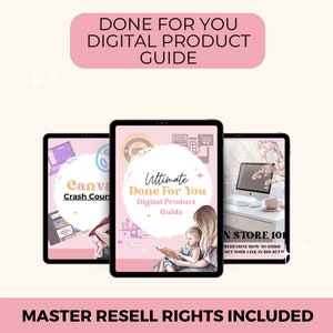 Ultimate Digital Product Guide, Done For You Digital Prodcuts, Canva Crash Course, Stan Store Help Guide, Master Resell Rights Products