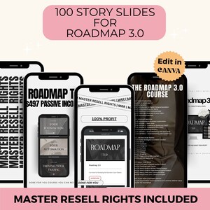 Roadmap 3.0 Story Slides | Roadmap 3.0 Marketing | Instagram Facebook Pinterest Templates| MRR Roadmap Selling Material