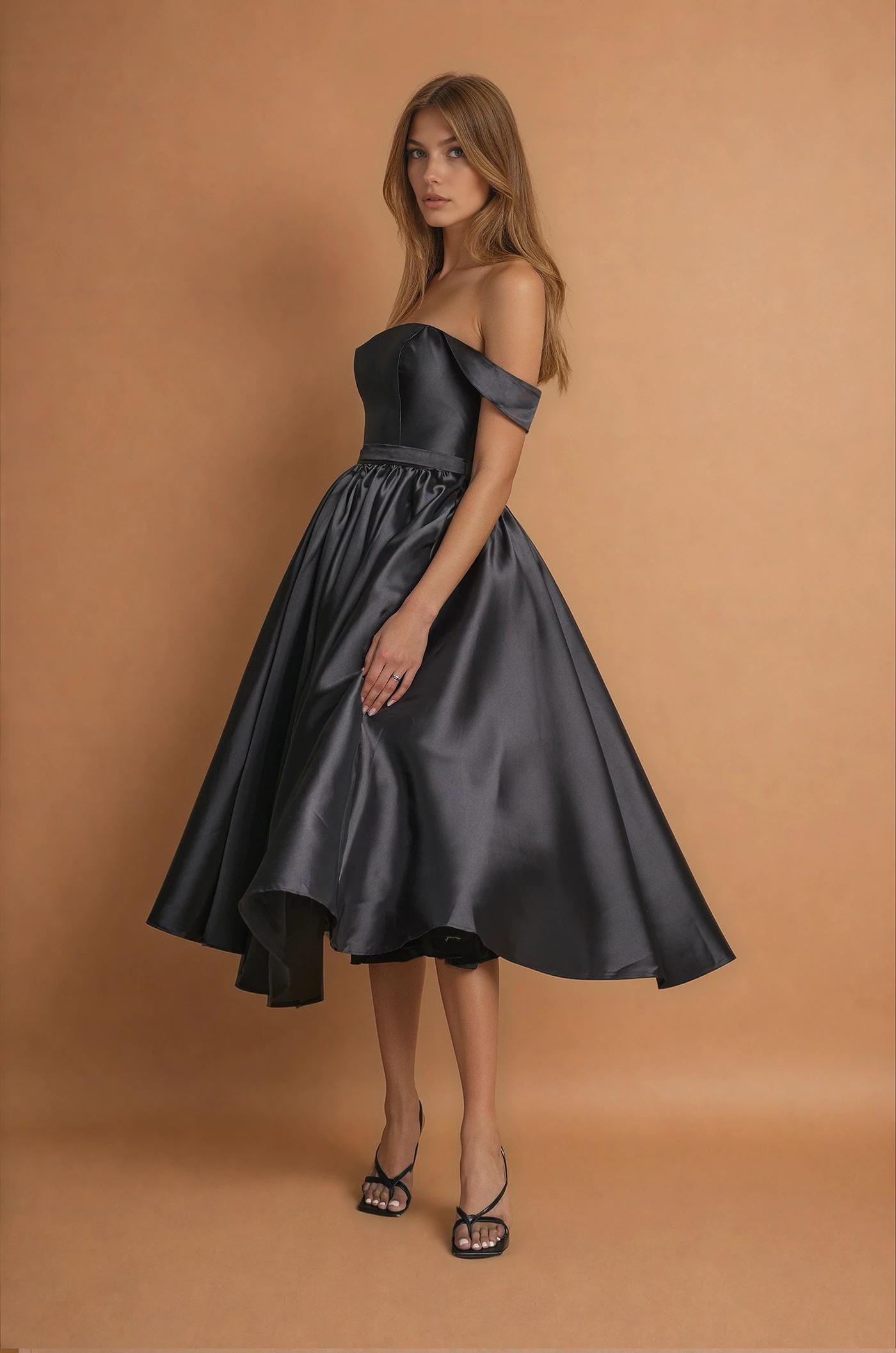 vintage black tie dress Retro Stage Black Dots Tie Neck Vintage Mermaid Dress
