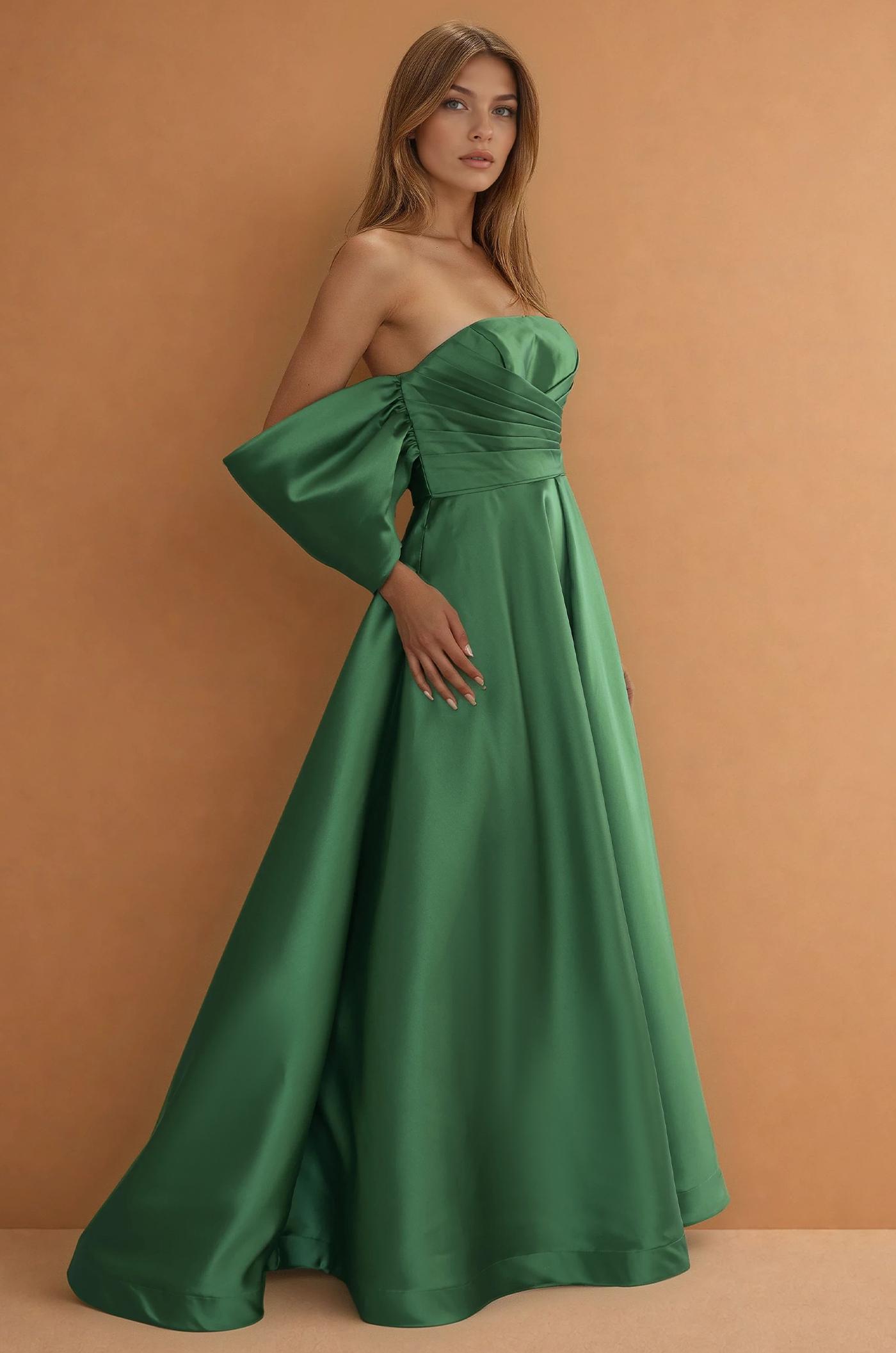 slim fit dress slacks Satin Strapless Sweetheart Neckline By Ladivine CM378