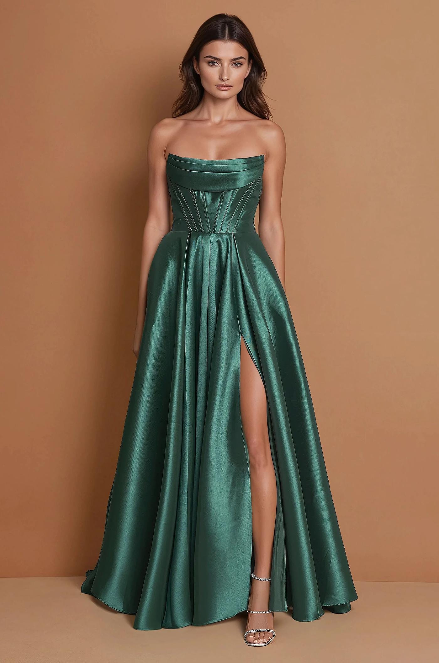 slim fit dress slacks Long Sleeve Long A-Line Formal Dress: CD226 main image 0