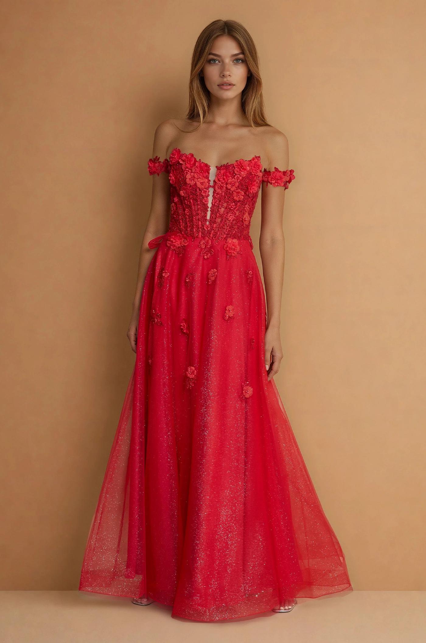 Red Glitter Dress Long - Etsy