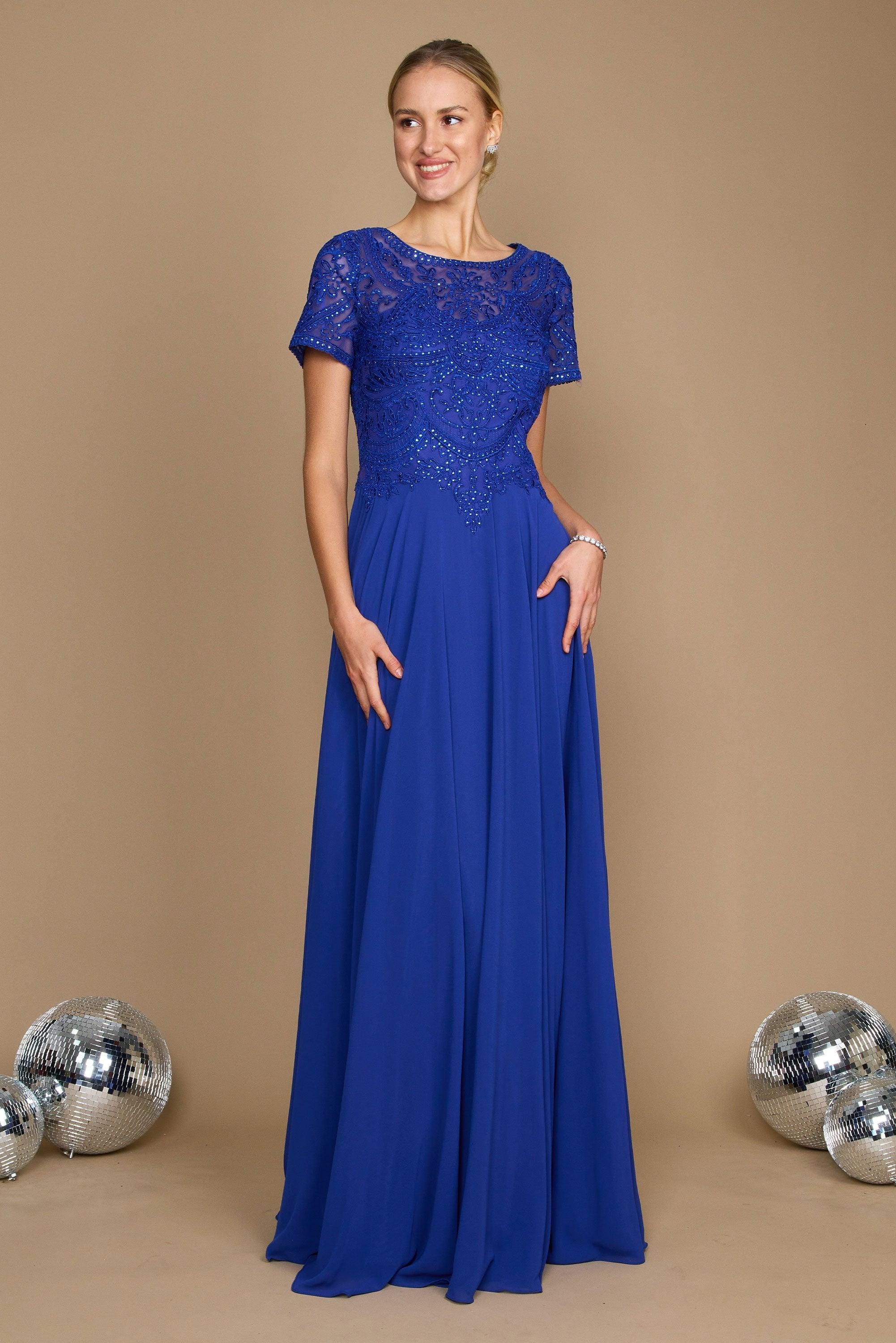 Short Sleeve Formal Mother of the Bride Dress Navy