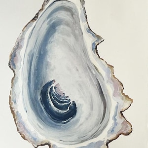 Conchiglia d'ostrica n. 1, stampa giclée di un dipinto ad acquerello originale, pezzo unico, costiero, bellissimo, si abbina bene con n. 2 e n. 3
