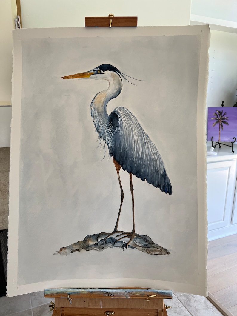 Great Blue Heron Original Fine Art Watercolor Painting Heron - Etsy