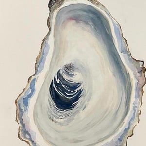 Conchiglia d'ostrica n. 3, stampa giclée di un dipinto ad acquerello originale, pezzo unico, costiero, bellissimo, si abbina bene con n. 1 e n. 2