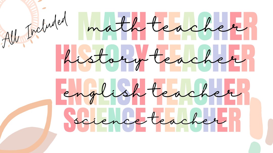 Teacher PNG | SVG | Science | Math | English | History - Etsy