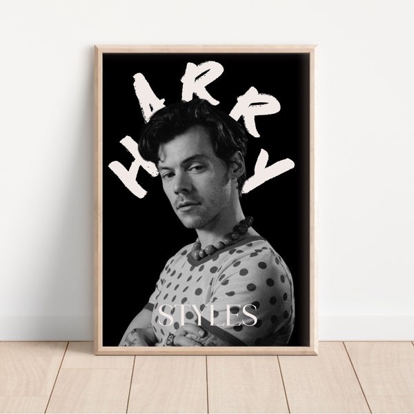 Harry Styles Poster, Minimalist Pop Music Print, Harry Styles Portrait Poster, Music Wall Art, Black and White Music Decor