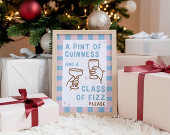 Personalised Drink Order Print, Christmas Gift for Drink Lovers, His and Hers Drinks, Custom Bar Cart Wall Art,