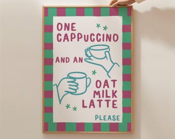 Personalised Couple Print, Custom Coffee Order Print, Colourful Home Wall Art, Coffee Lover Gift, Cute Couple Personalised Art